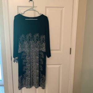 JJILL 3/4 sleeve black dress with cream color design